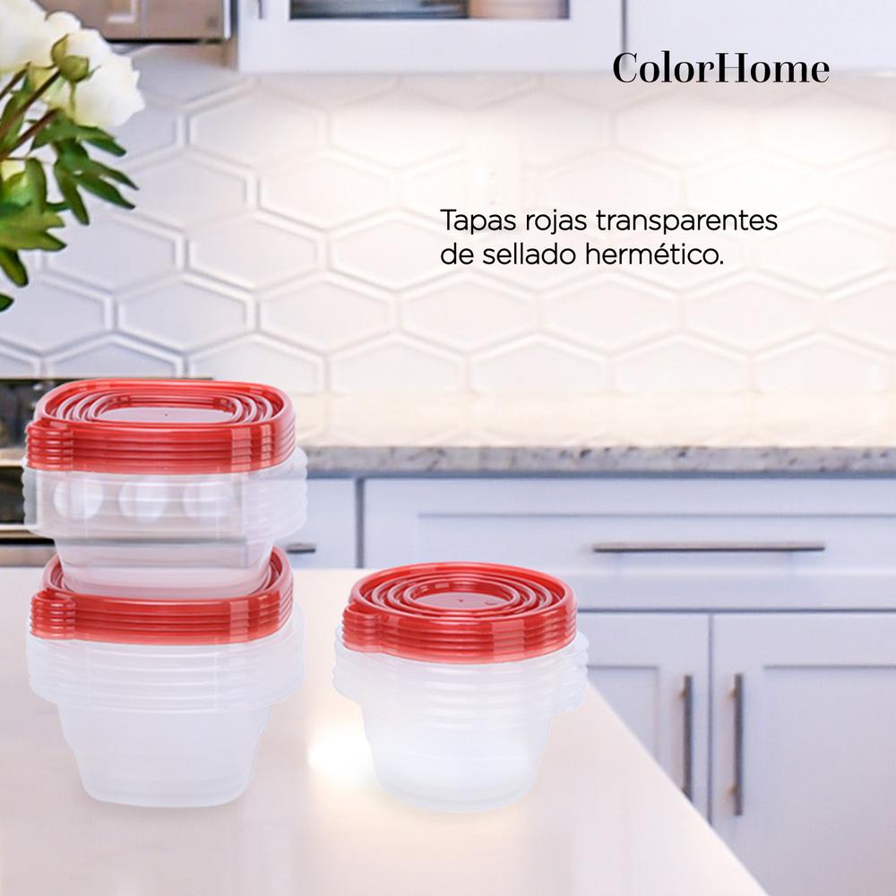 Foto 9 pulgar | Batería de Cocina ColorHome Tricapa Set Contenedores Herméticos 21 Piezas