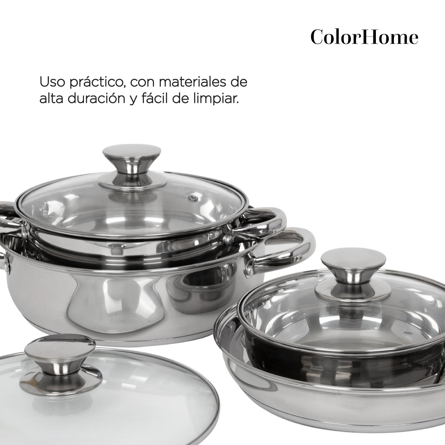 Foto 7 | Batería de Cocina de Acero Inoxidable Tricapa Colorhome 7 Piezas