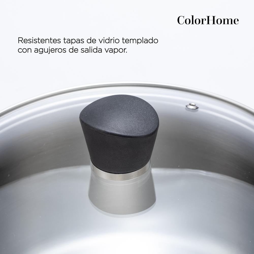 Foto 3 pulgar | Batería De Cocina Set Acero Inoxidable Con Antiadherente ColorHome 6 Piezas Colorinox6a