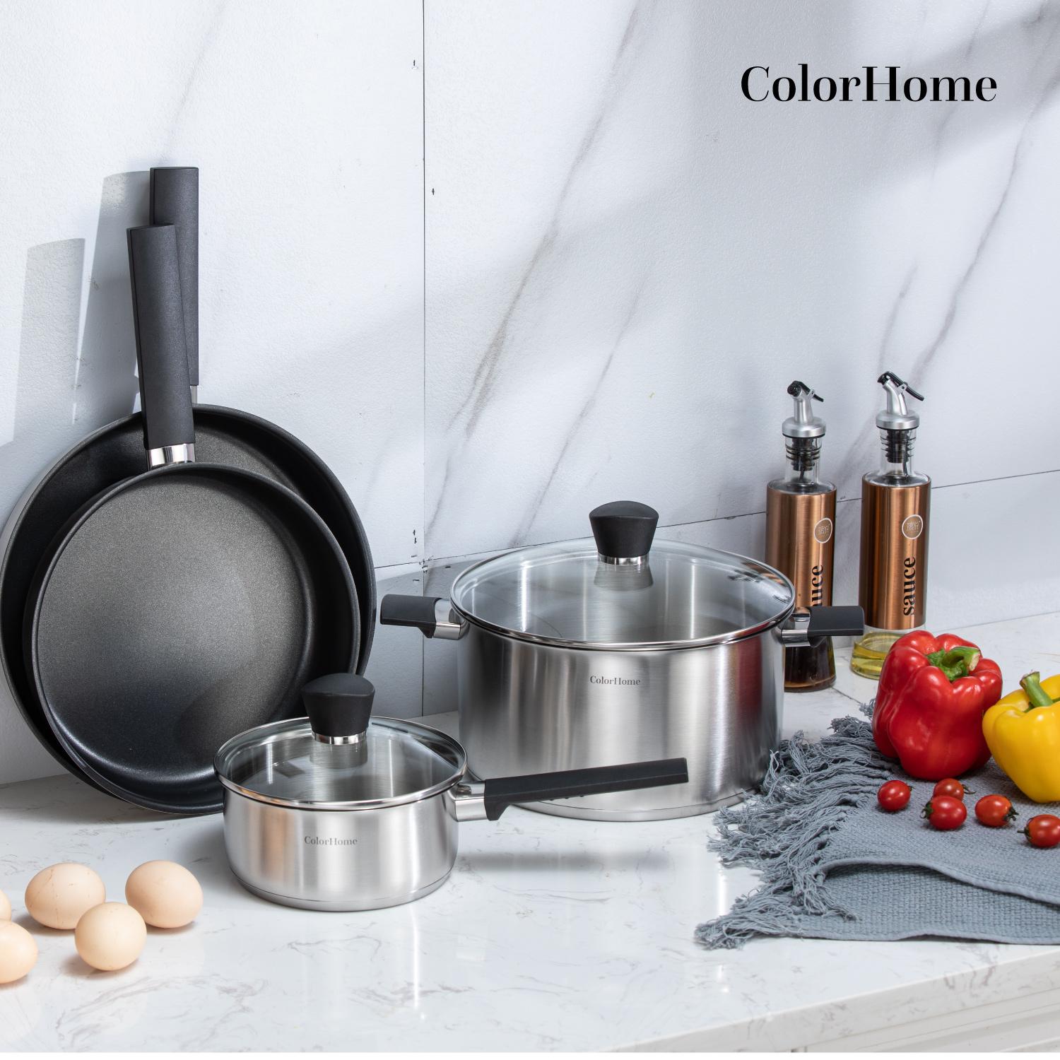 Foto 9 pulgar | Batería De Cocina Set Acero Inoxidable Con Antiadherente ColorHome 6 Piezas Colorinox6a