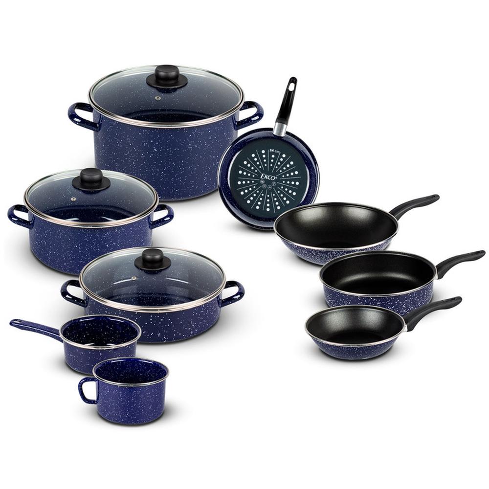 Batería de Cocina Ekco 28855 color Azul Acero Esmaltado 12 Piezas