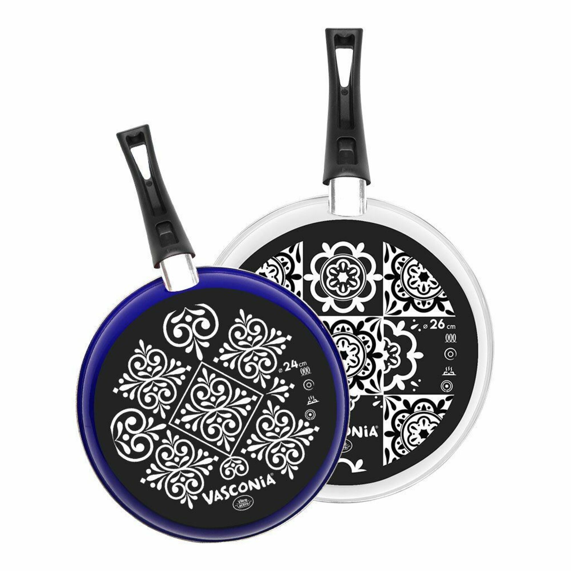 Juego De Sartenes Vasconia Talavera De 2 Piezas (24 Y 26 Cm) color Azul y Blanco