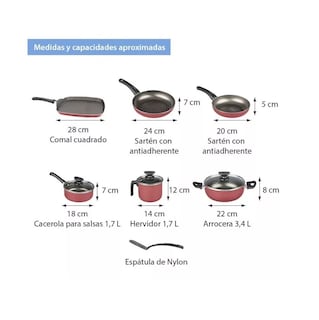 Foto 3 | Batería de Cocina Cinsa color Rojo Metálico 10 PZAS