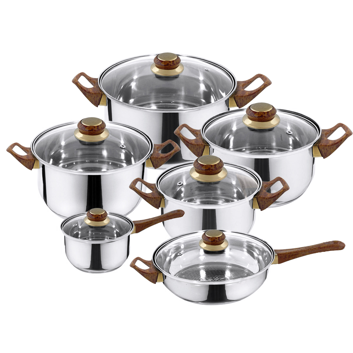 Batería De Cocina Aquila Chapala 12 Piezas Acero Inoxidable