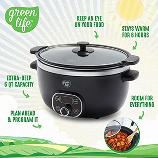 Foto 2 | Venta Internacional - Greenlife Cook Duo Olla De Cocción Lenta Saludable De Cerámica Antiadherente 6qt, Libre D