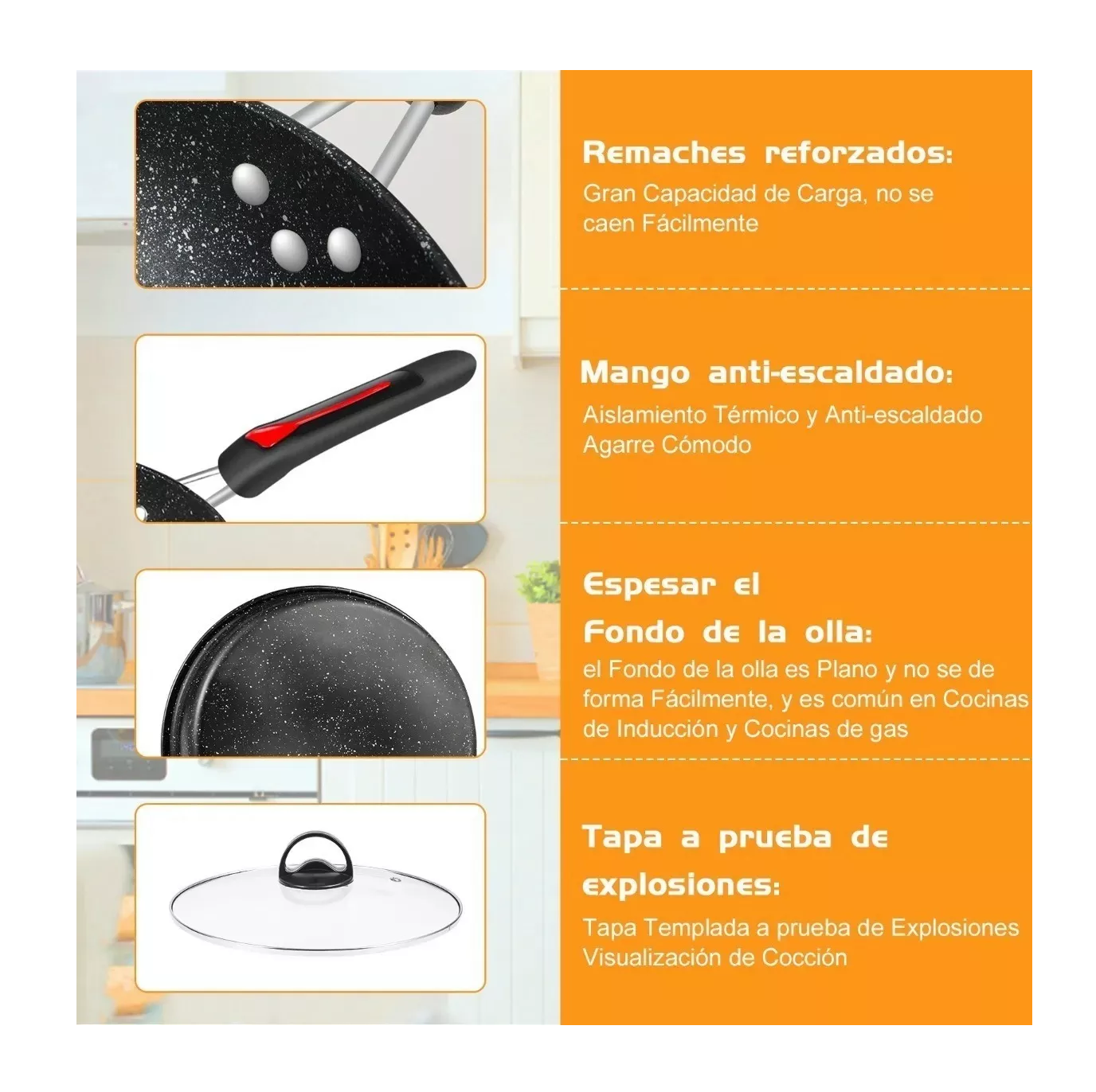 Foto 3 pulgar | Baterías de Cocina BELUG Antiadherente 3 Piezas Negro