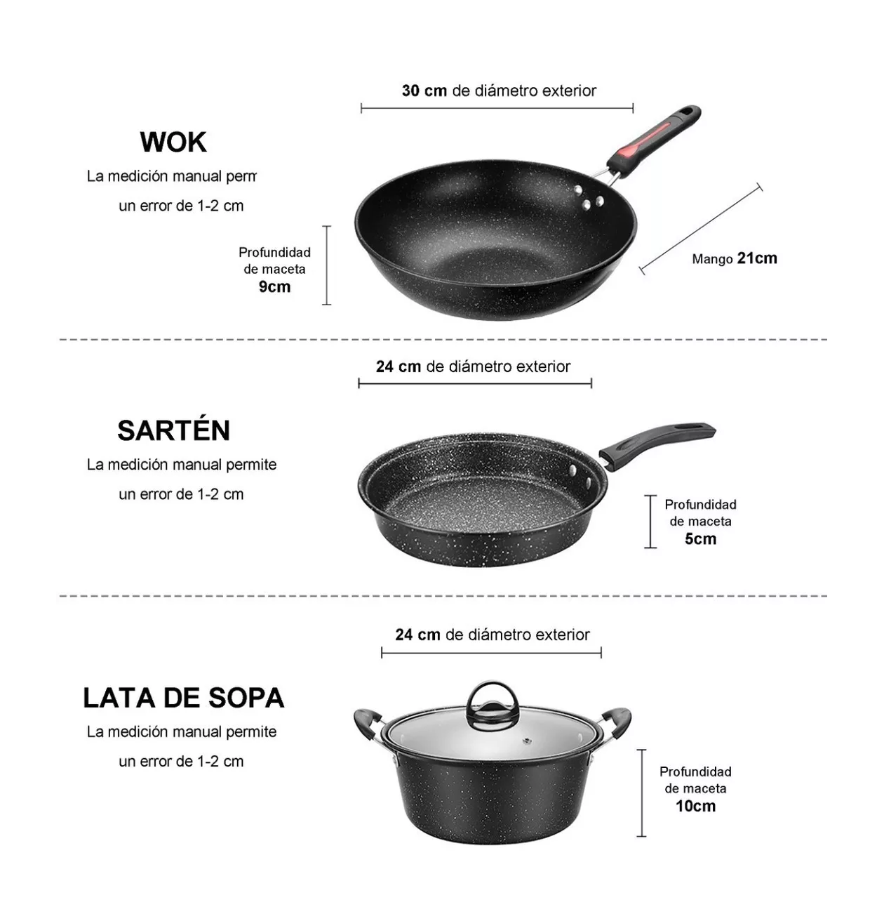 Foto 4 pulgar | Baterías de Cocina BELUG Antiadherente 3 Piezas Negro