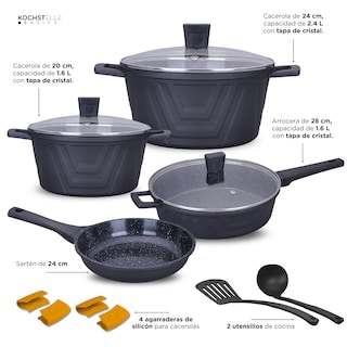 Foto 8 | KOCHSTELLE Batería de Cocina Modern Color Negro Antiadherente de 13 piezas