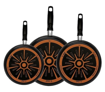 Foto 3 | Juego de Sartenes T-Fal 0389300FR color Negro 3 Piezas 20/24/26 cm