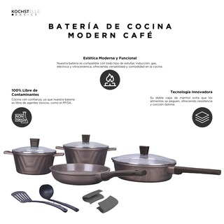 Foto 6 | KOCHSTELLE Batería de Cocina Modern Color Café Antiadherente de 13 piezas
