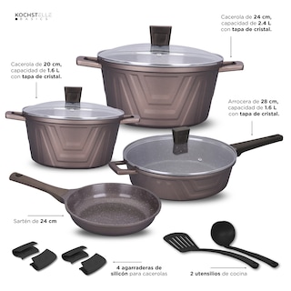 Foto 8 | KOCHSTELLE Batería de Cocina Modern Color Café Antiadherente de 13 piezas