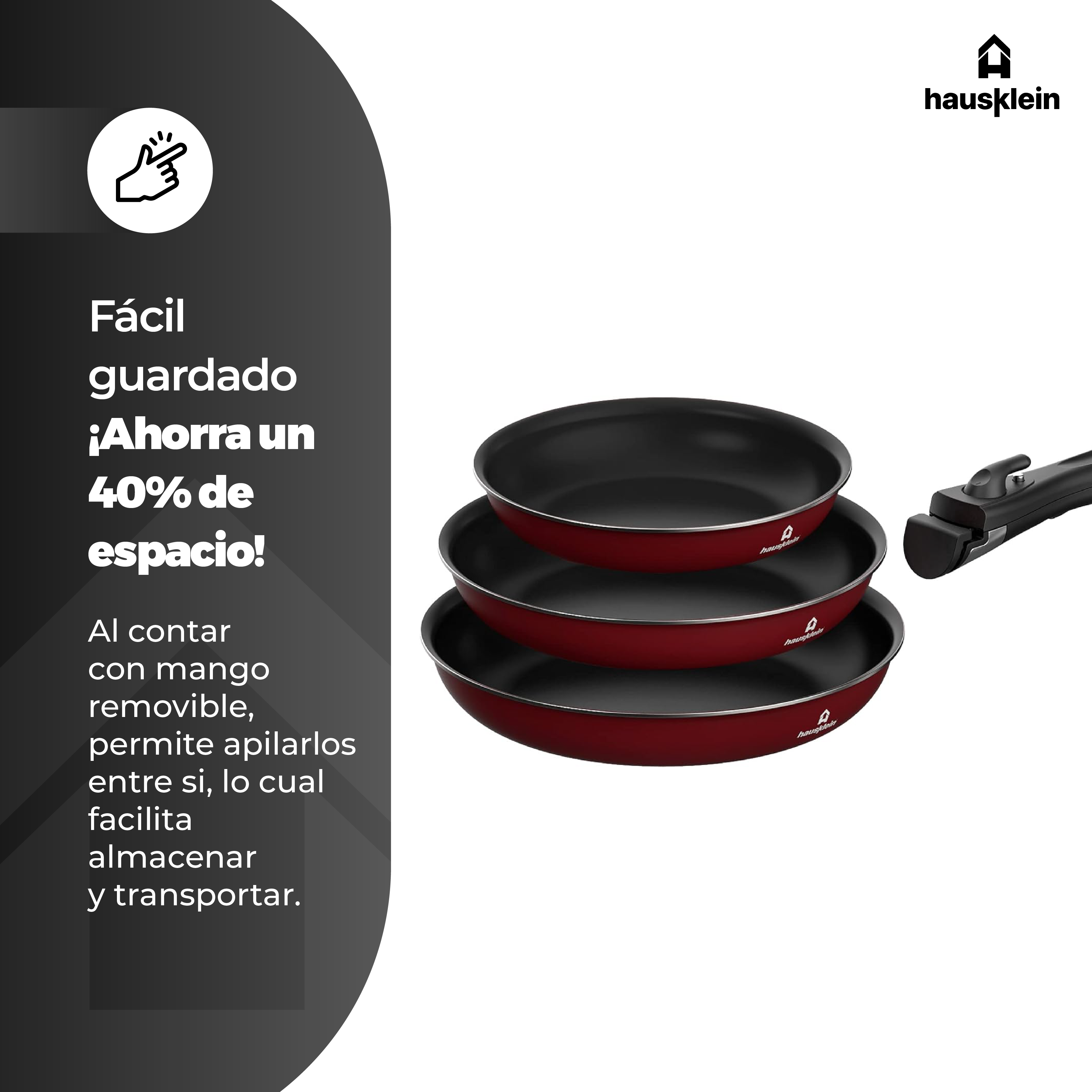 Foto 4 | Juego de 3 Sartenes de Cocina Hausklein Antiadherente