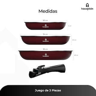 Foto 5 | Juego de 3 Sartenes de Cocina Hausklein Antiadherente