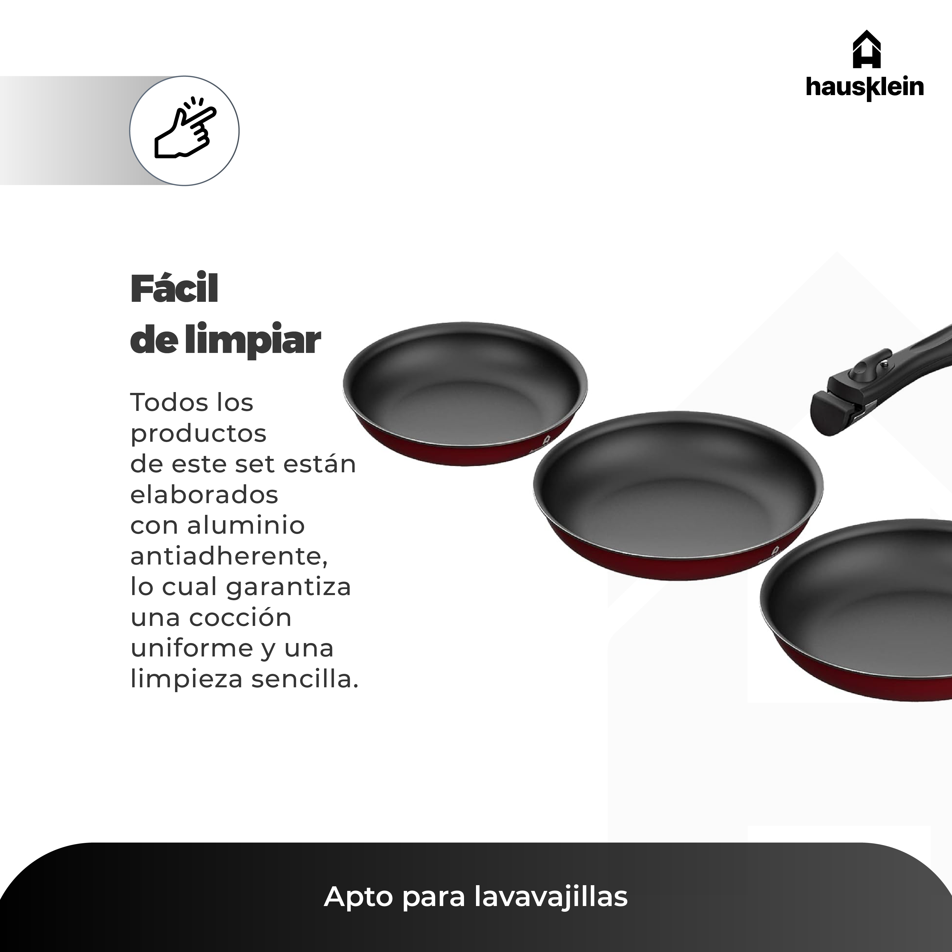 Foto 7 pulgar | Juego de 3 Sartenes de Cocina Hausklein Antiadherente