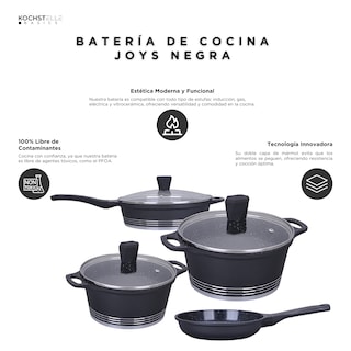 Foto 6 | KOCHSTELLE Batería de Cocina Joys Color Negro Antiadherente de 13 piezas