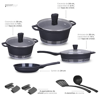 Foto 8 | KOCHSTELLE Batería de Cocina Joys Color Negro Antiadherente de 13 piezas
