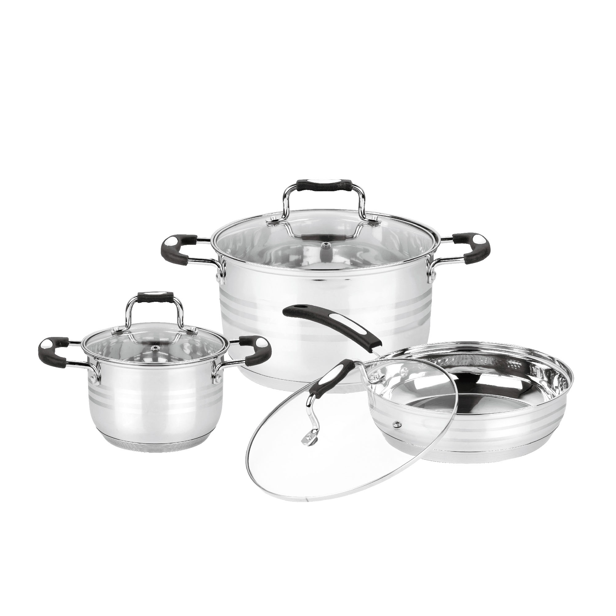 Batería de Cocina Avera Acero Inox Acabado Espejo 6 Piezas Soin6