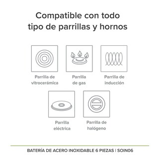 Foto 5 | Batería de Cocina Avera Acero Inox Acabado Espejo 6 Piezas Soin6