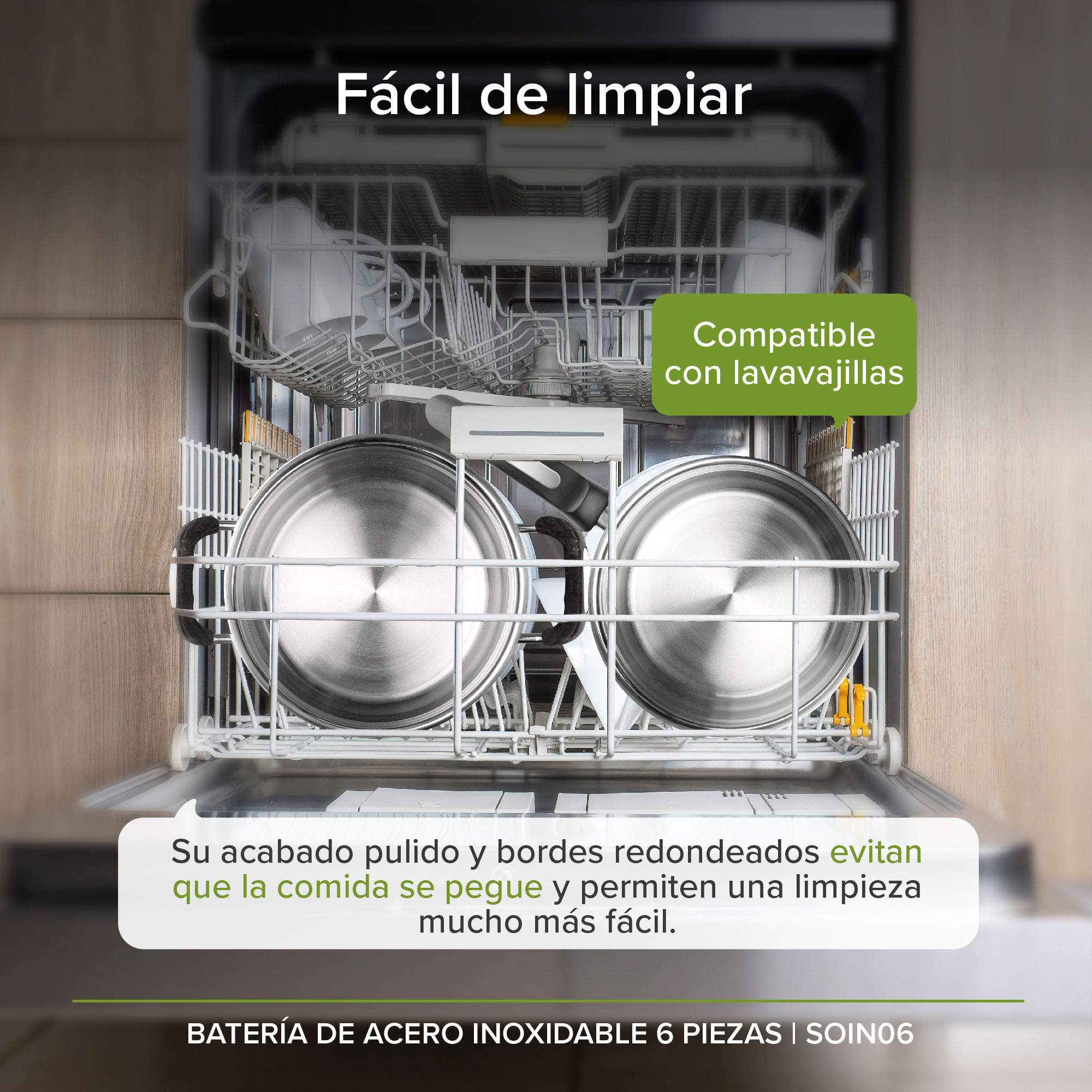 Foto 6 | Batería de Cocina Avera Acero Inox Acabado Espejo 6 Piezas Soin6