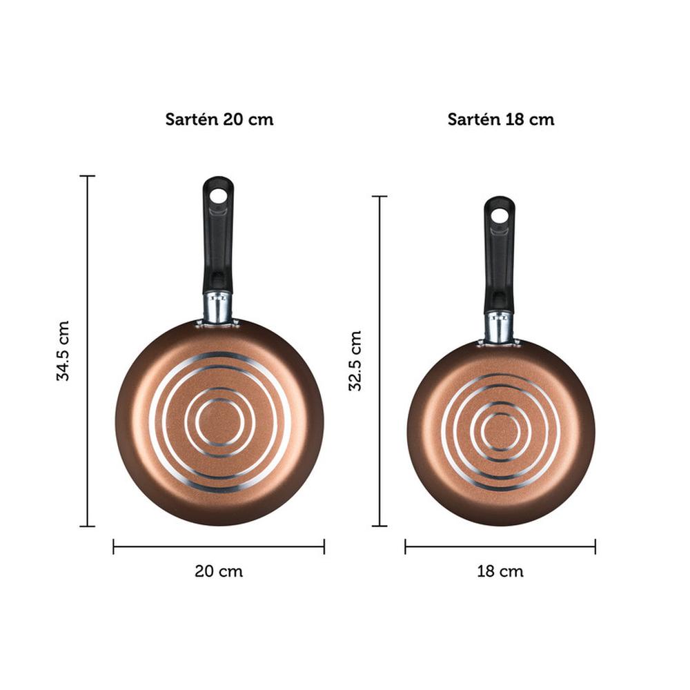 Foto 7 pulgar | Juego de Sartenes Ekco Acabado Cobre Antiadherente 2 Piezas
