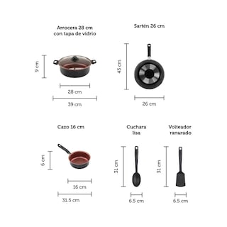 Foto 3 | Batería de Cocina Ekco Blackstick de 5 Piezas de Aluminio color Negro con Antiadherente