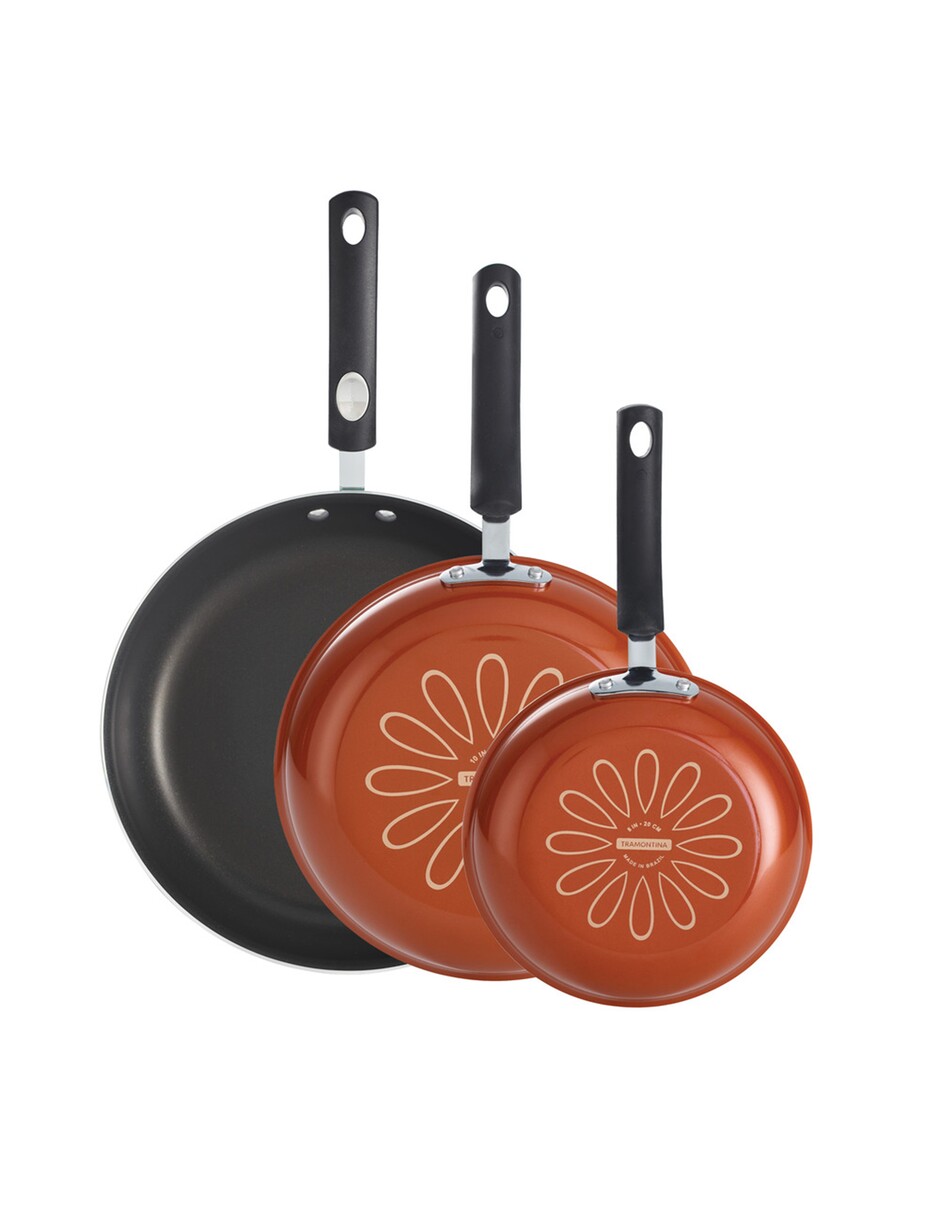 Juego de Sartenes de Porcelana color Naranja Tramontina 3 Piezas