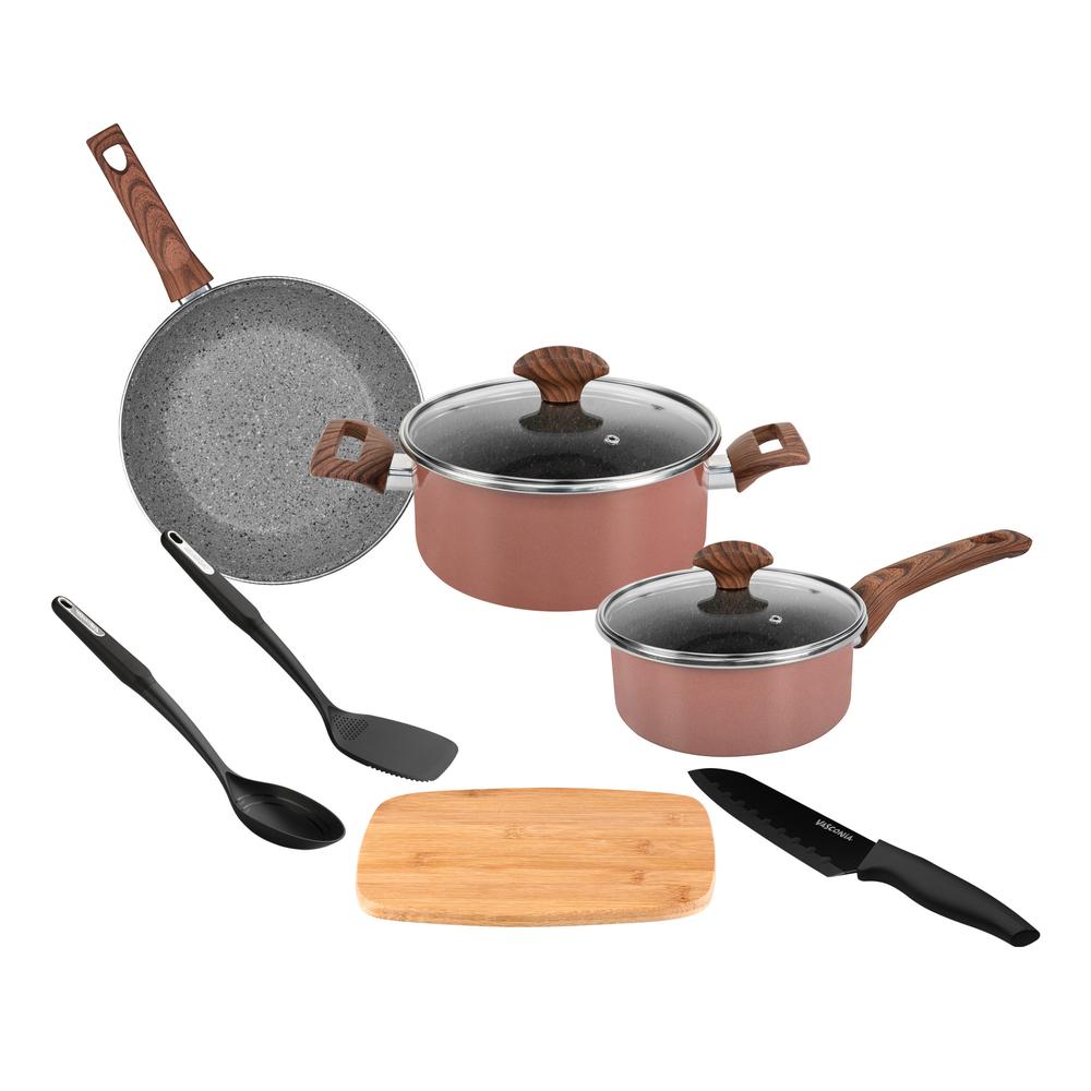 Batería de Cocina Vasconia Prime de Acero 9 Piezas color Rosa