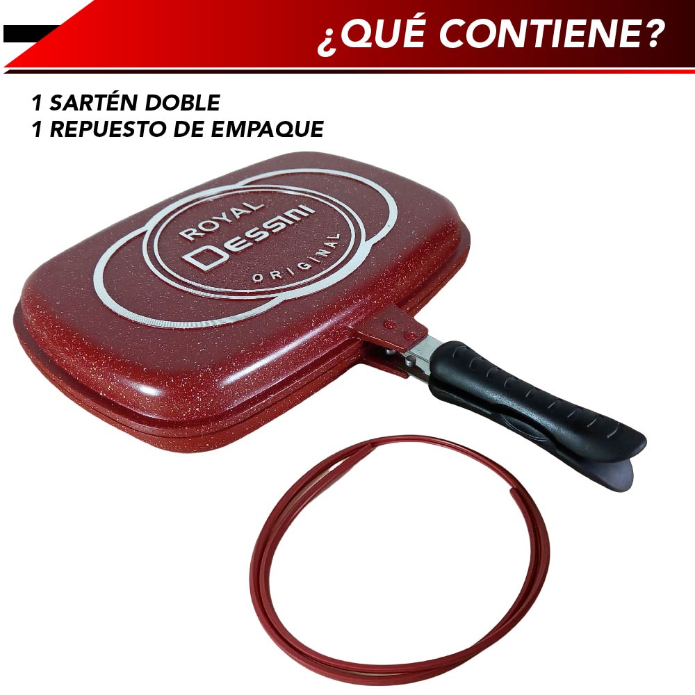 Foto 3 pulgar | Sartén Doble RD Royal Cook Y16555-1R color Rojo Antiadherente