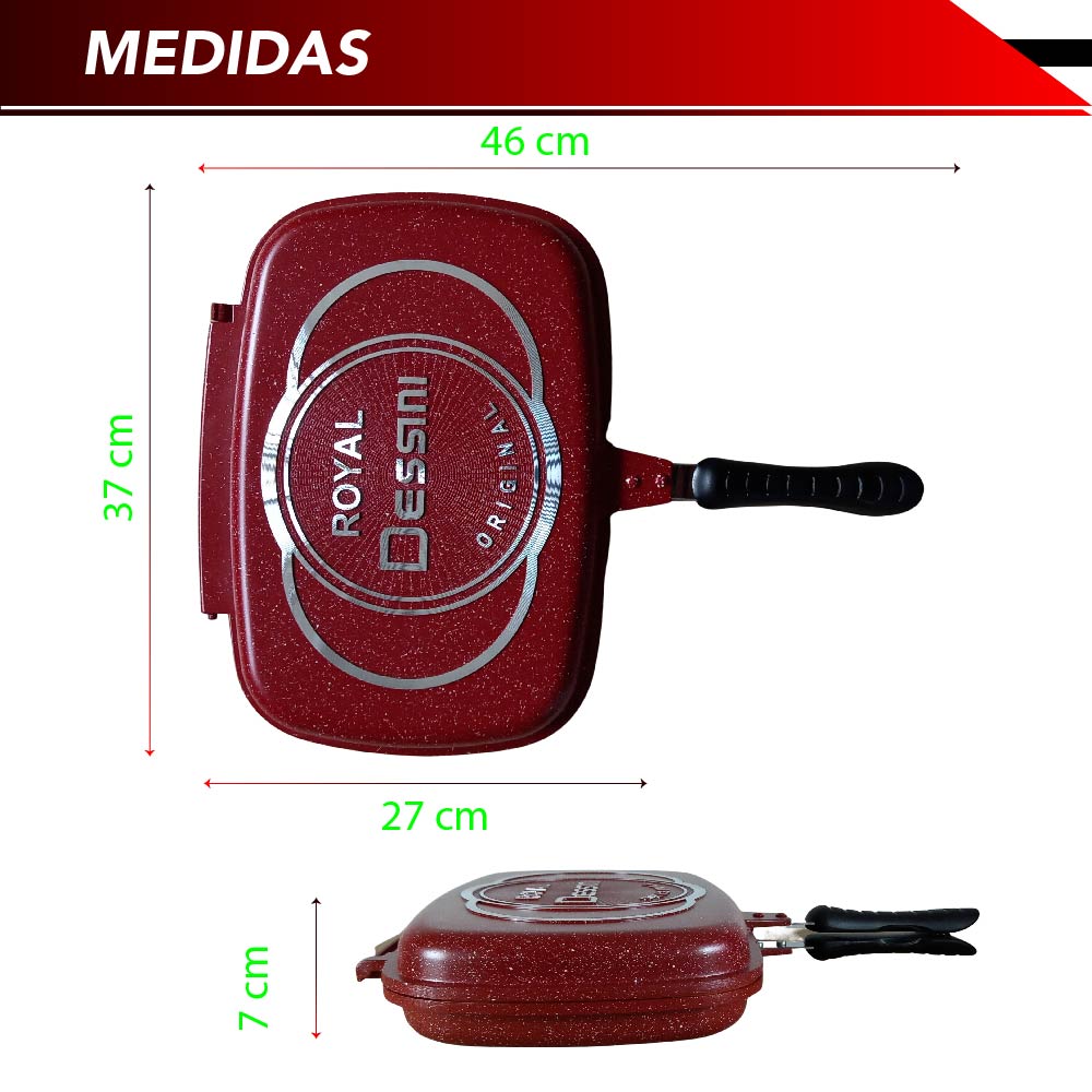 Foto 4 pulgar | Sartén Doble RD Royal Cook Y16555-1R color Rojo Antiadherente