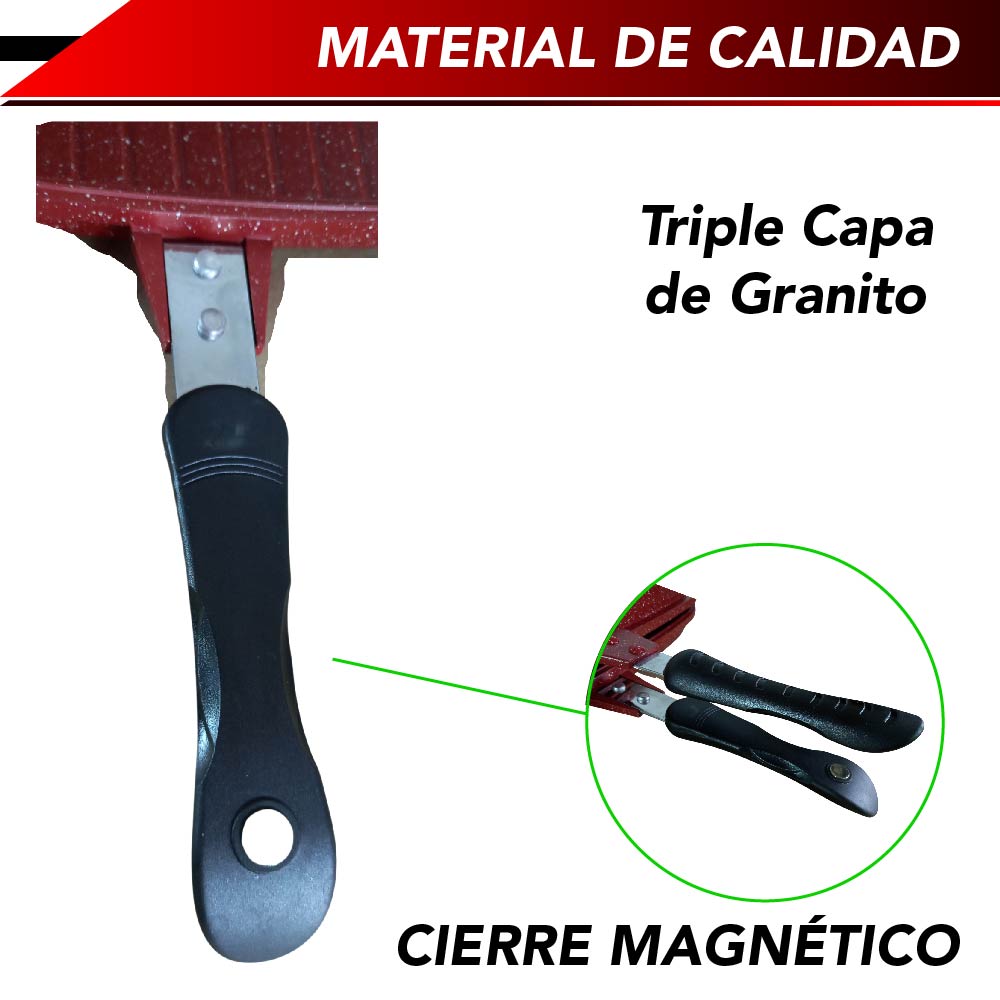 Foto 5 pulgar | Sartén Doble RD Royal Cook Y16555-1R color Rojo Antiadherente