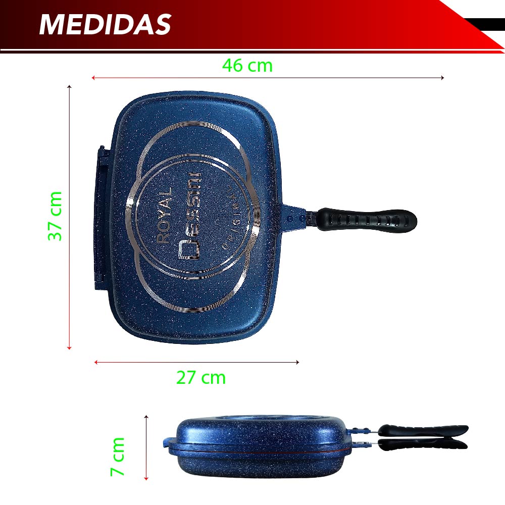 Foto 4 pulgar | Sarten Doble RD Royal Cook Y16555-1BLUE color Azul Antiadherente