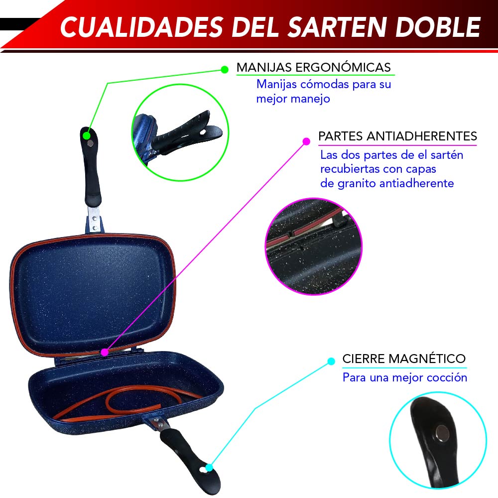 Foto 7 pulgar | Sarten Doble RD Royal Cook Y16555-1BLUE color Azul Antiadherente