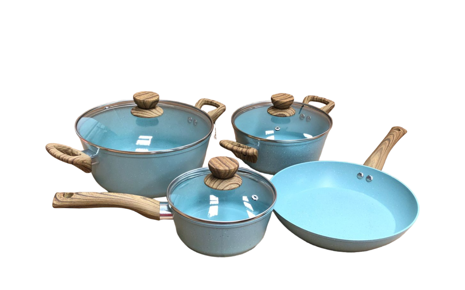 Juego Batería Cocina 7 Pzas Vbg Aluminio Olla Sarten Azul