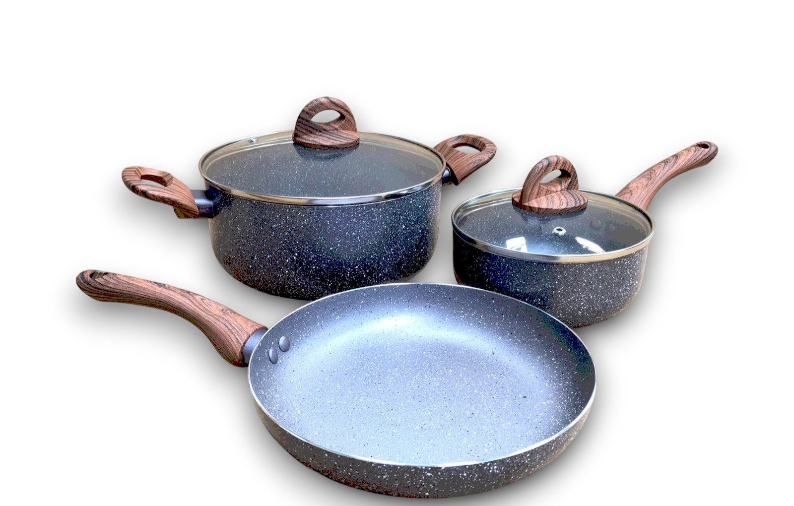 Juego Batería Cocina 5pzas Aluminio Olla Sarten Gris