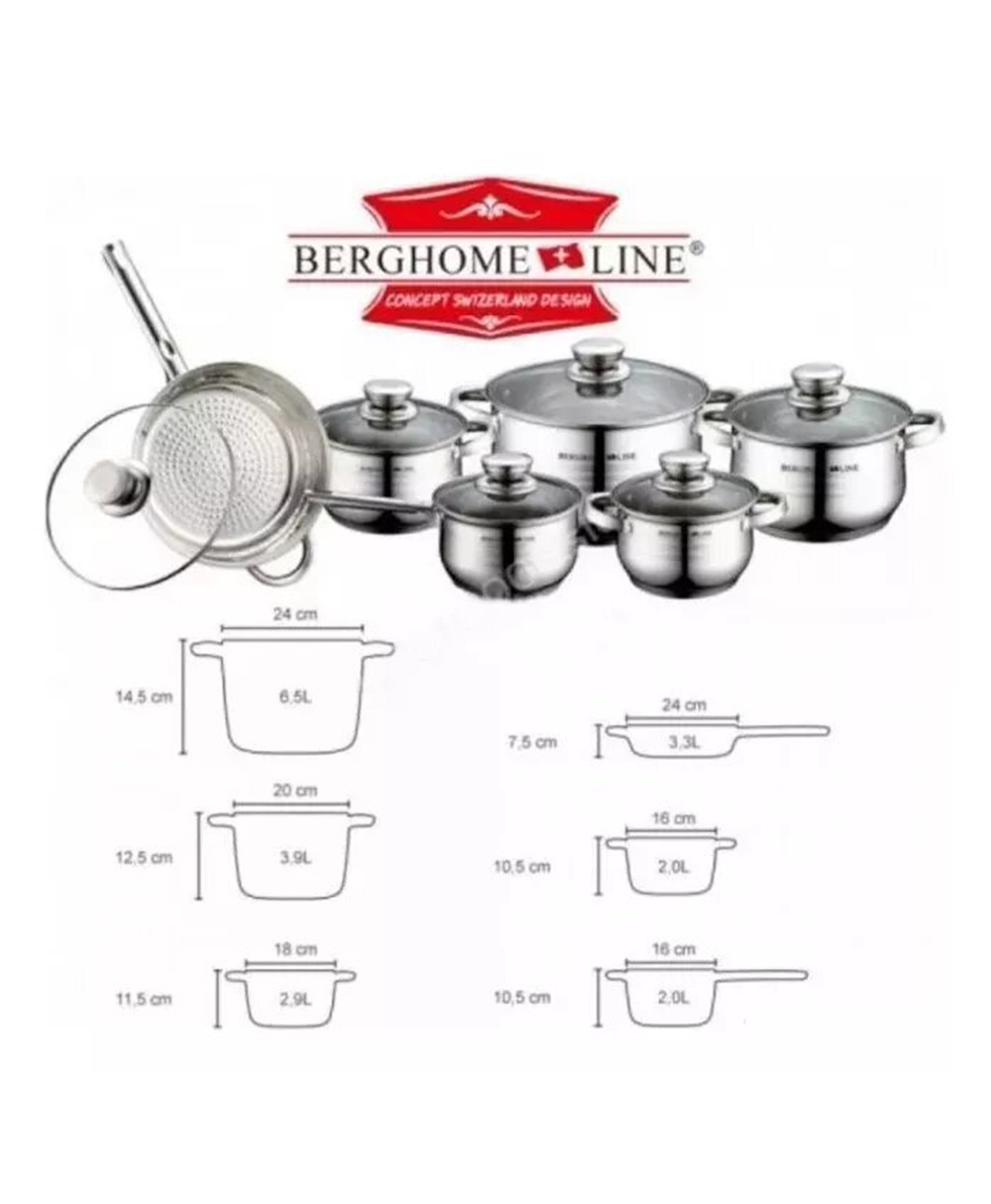 Foto 4 | Batería de Cocina Berghome BL-1340 de Acero Inoxidable Line 9 Capas 12 Piezas