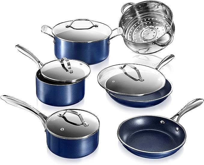 Juntos De Utensilios De Cocina Azules Granitestone Cotas Antiadherentes Y Sartenes: Juegos De Cocina De Cocina D