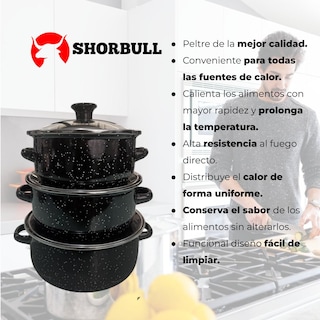 Foto 7 | Juego de Ollas con Tapa de Peltre Shorbull International Negra
