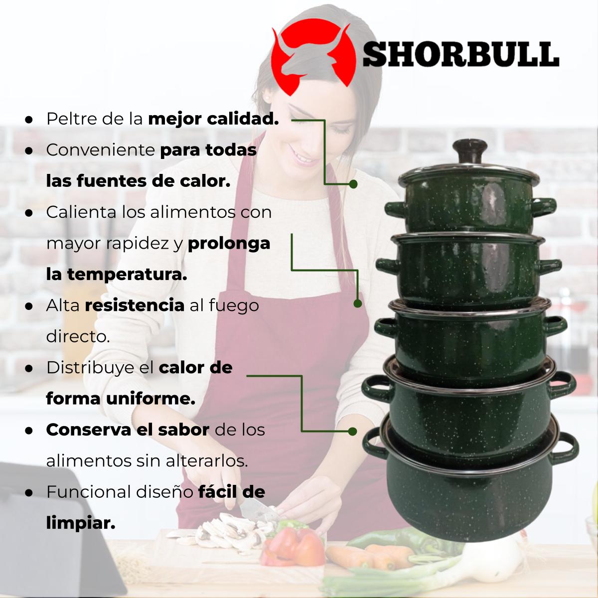 Foto 8 pulgar | Juego de Ollas Shorbull color Verde 10 Piezas