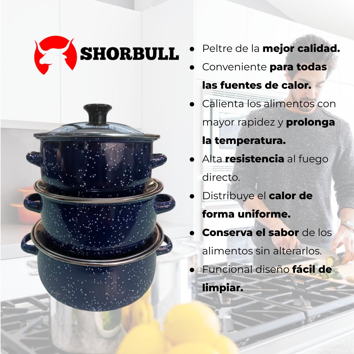 Foto 5 | Juego de Ollas con Tapa de Peltre Shorbull International Azul 6 Piezas