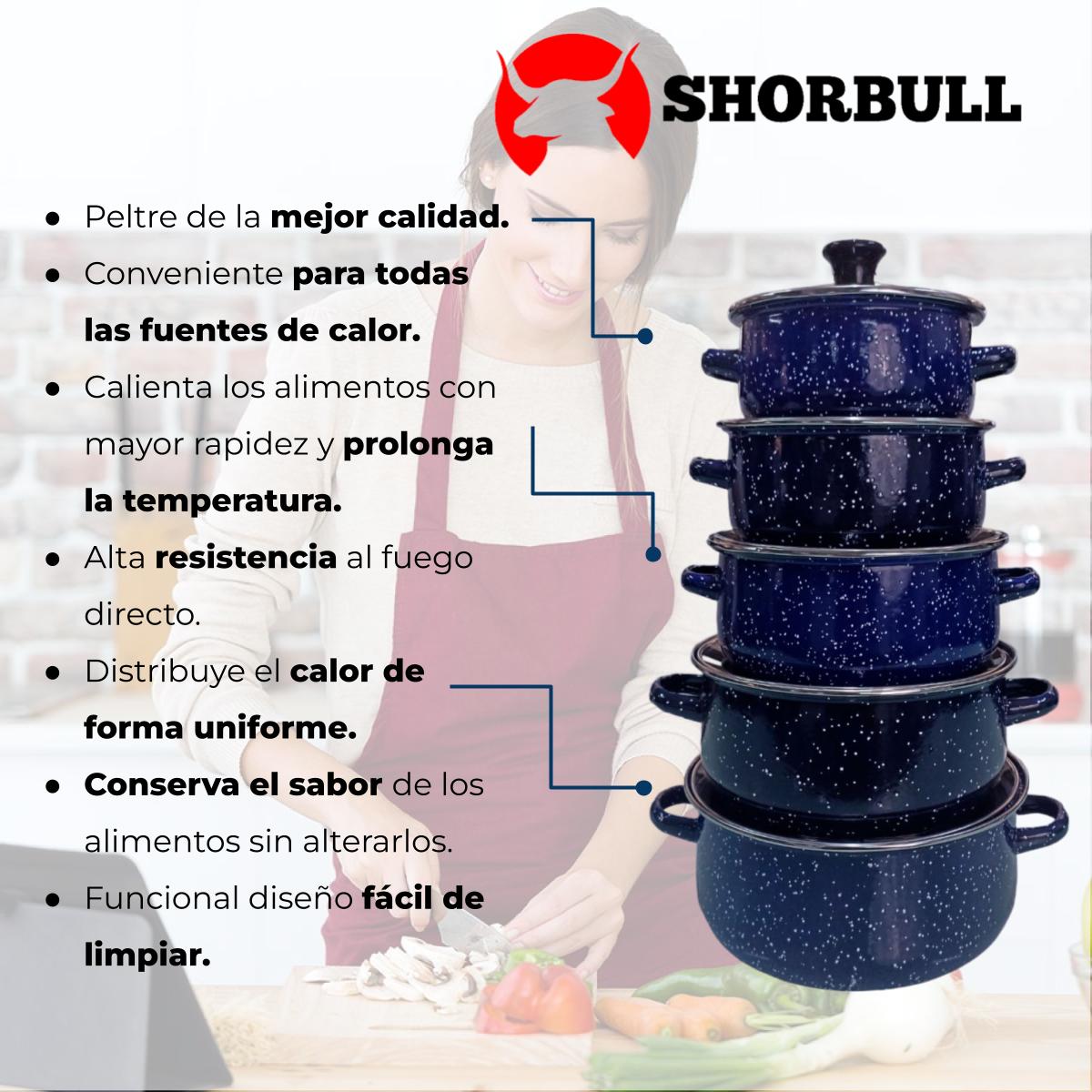Foto 9 pulgar | Juego de Ollas Shorbull color Azul 10 Piezas