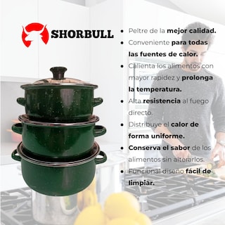 Foto 8 | Juego de Ollas con Tapa de Peltre Shorbull International 6 Piezas Verde