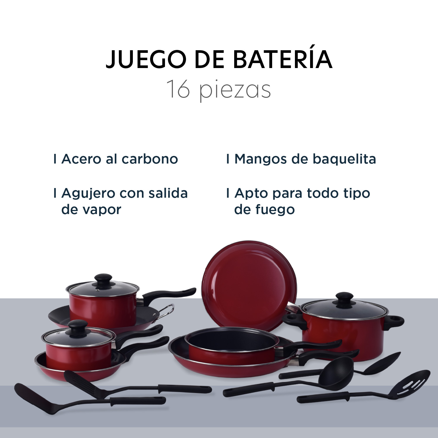 Foto 4 pulgar | Batería de Cocina Colorhome 16 Piezas con Antiadherente