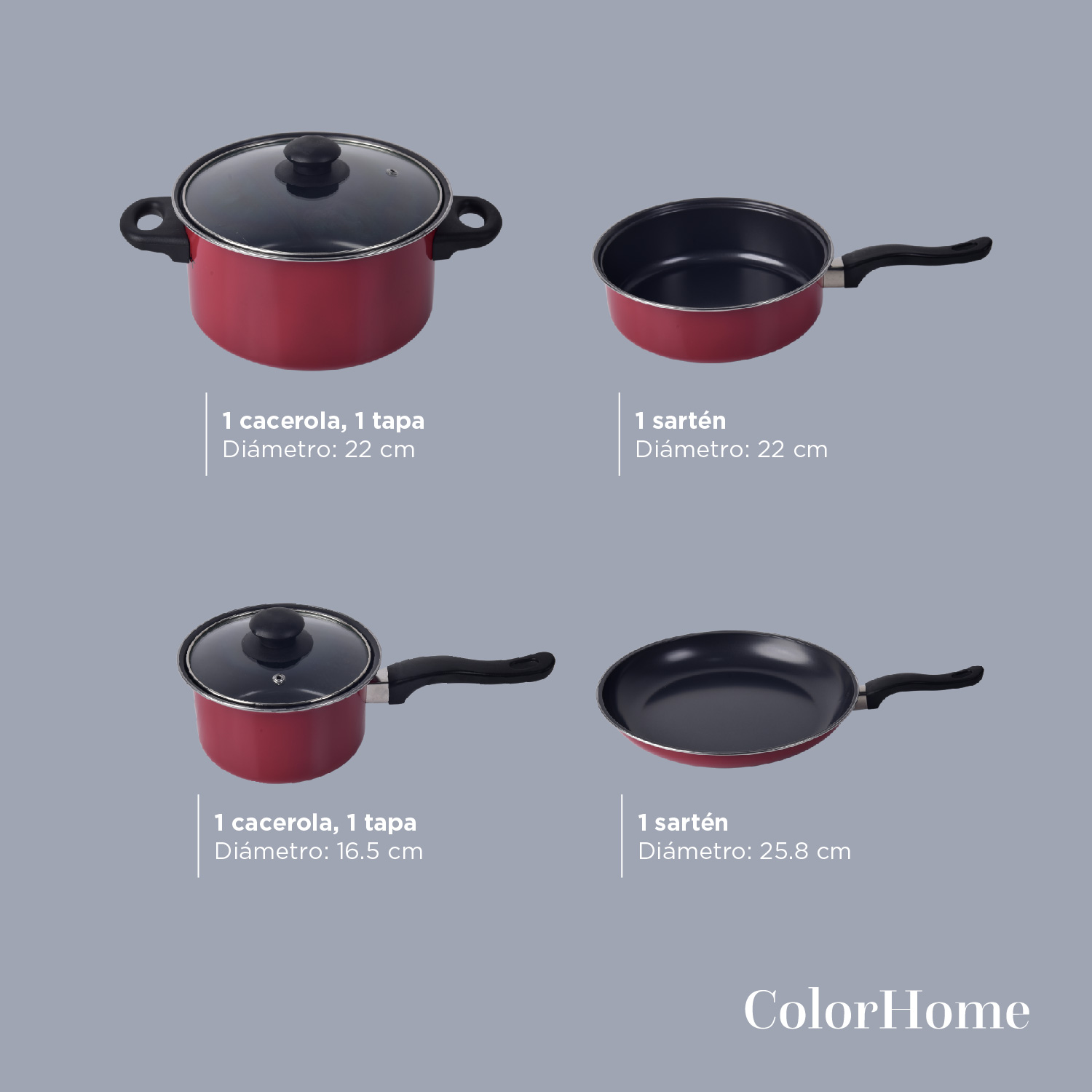 Foto 5 pulgar | Batería de Cocina Colorhome 16 Piezas con Antiadherente