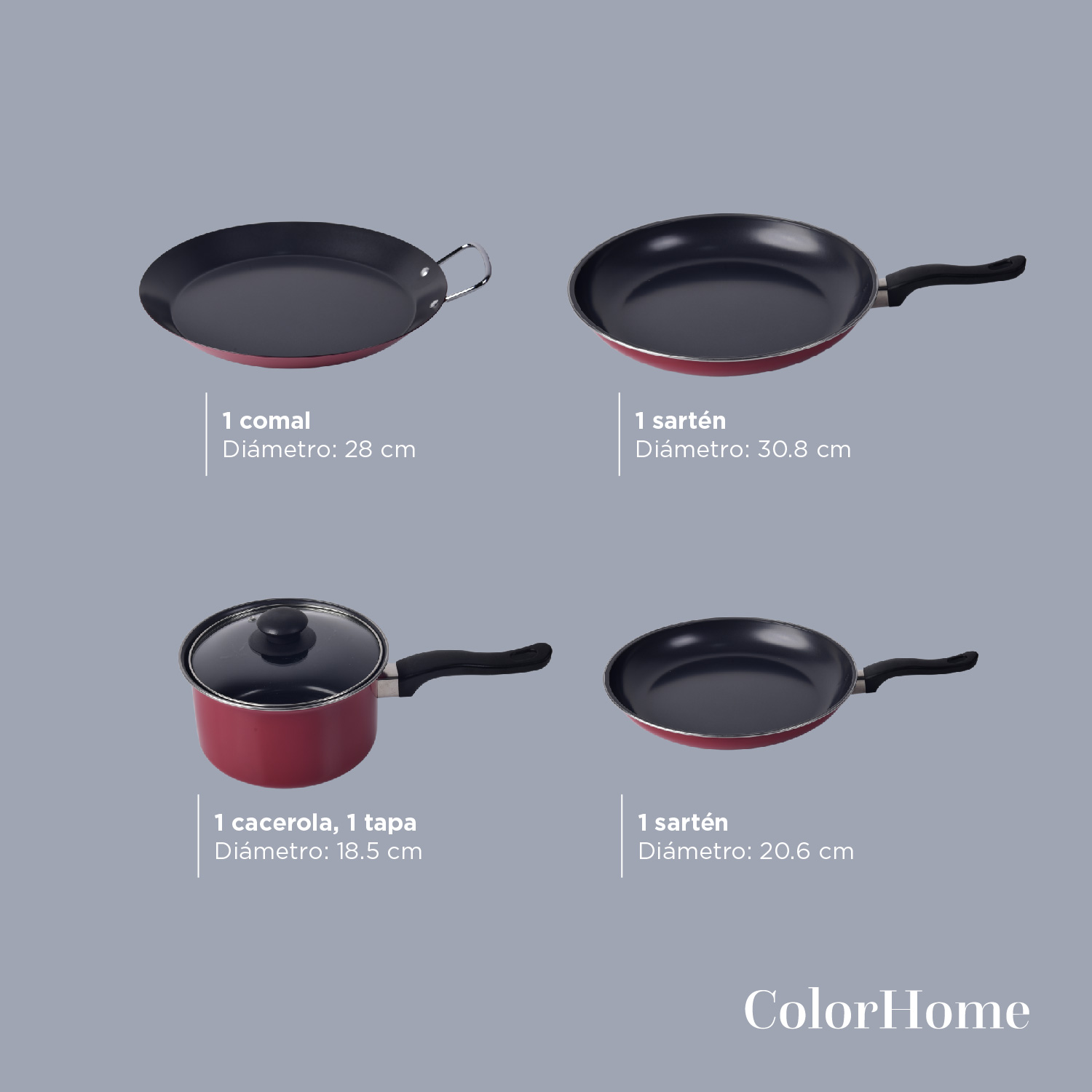 Foto 5 | Batería de Cocina Colorhome 16 Piezas con Antiadherente