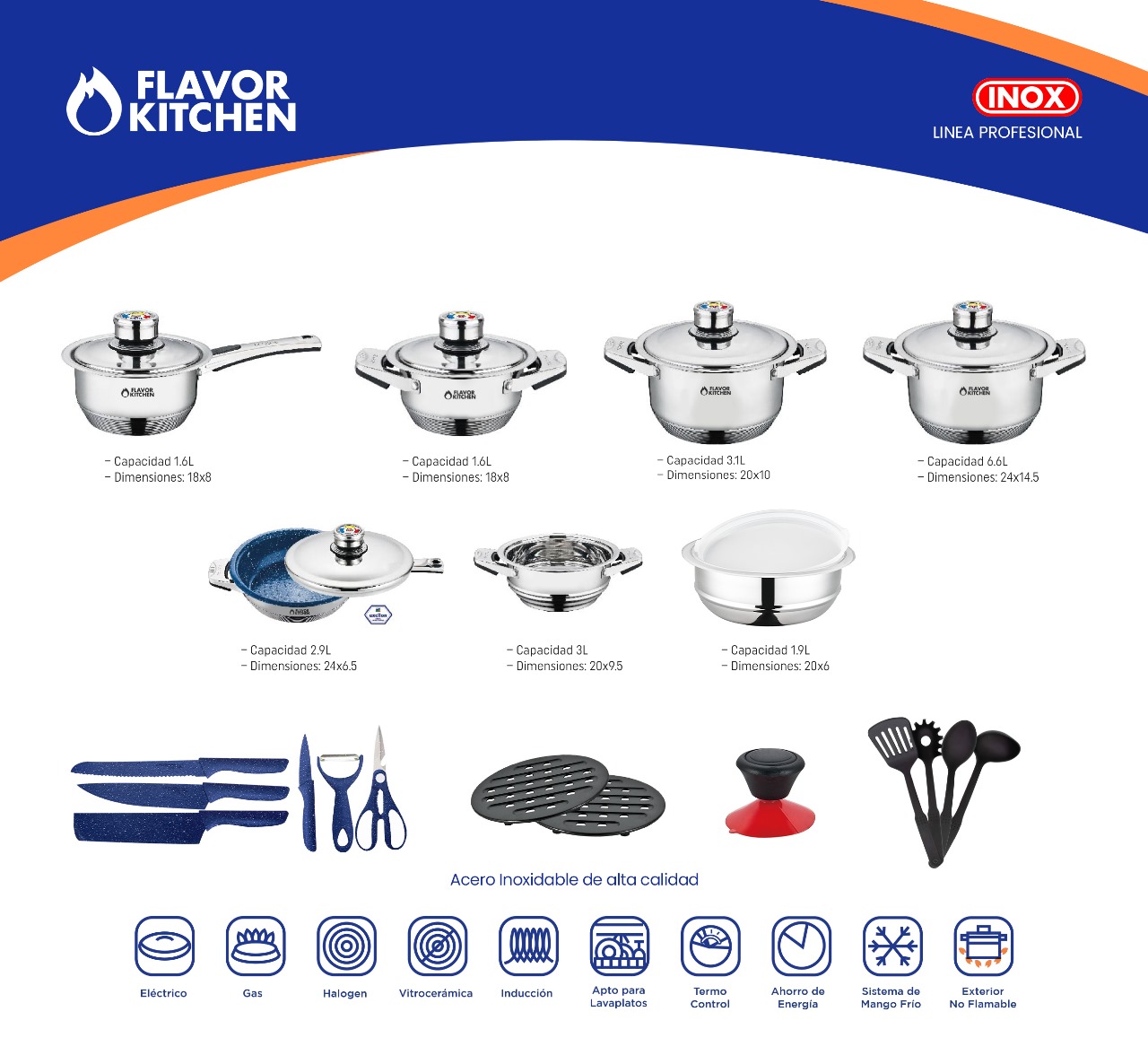 Foto 4 pulgar | Batería de Cocina Flavor Kitchen Profesional 26 Piezas