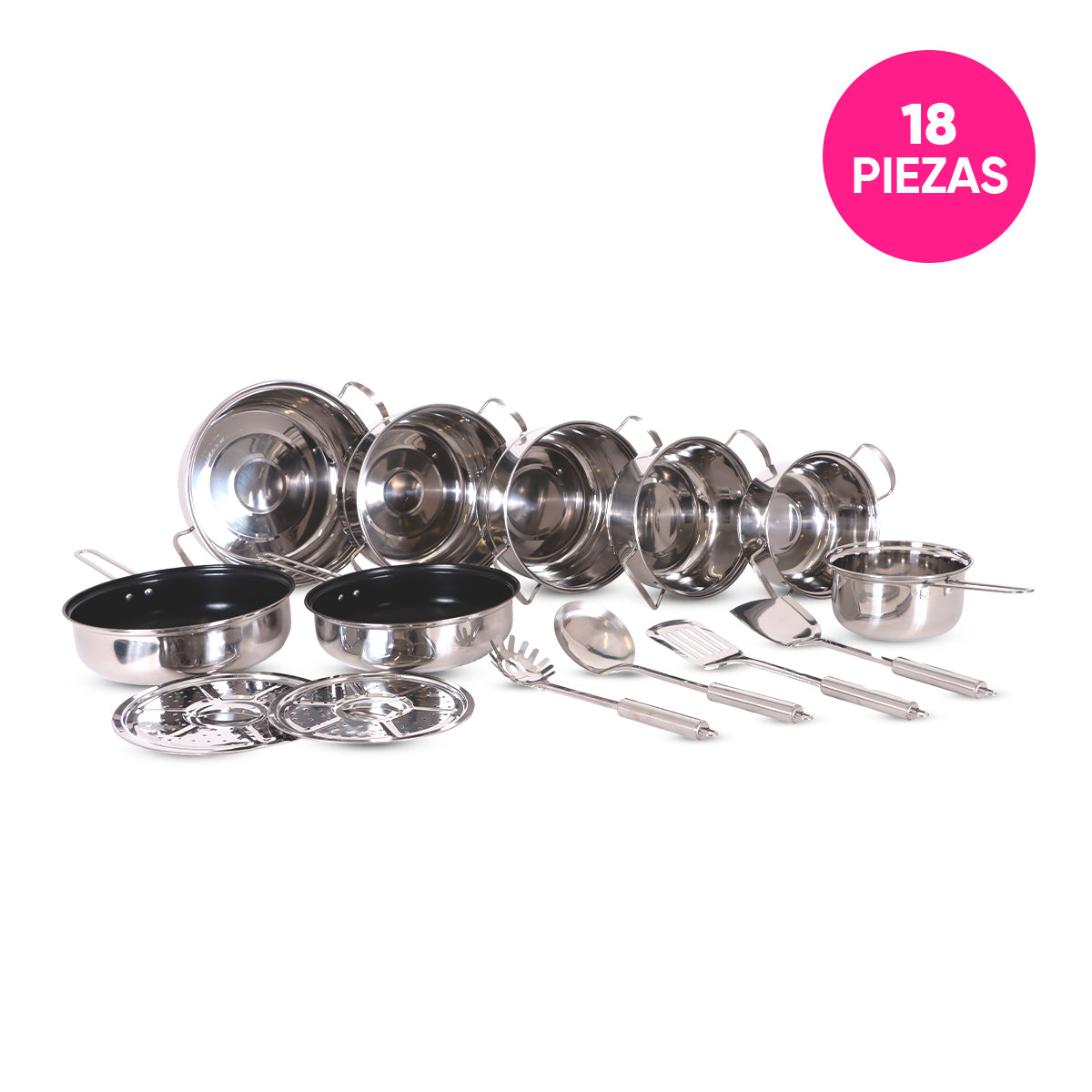 Foto 2 pulgar | Batería De Cocina Sofia Inox Acero Inoxidable 18 Piezas