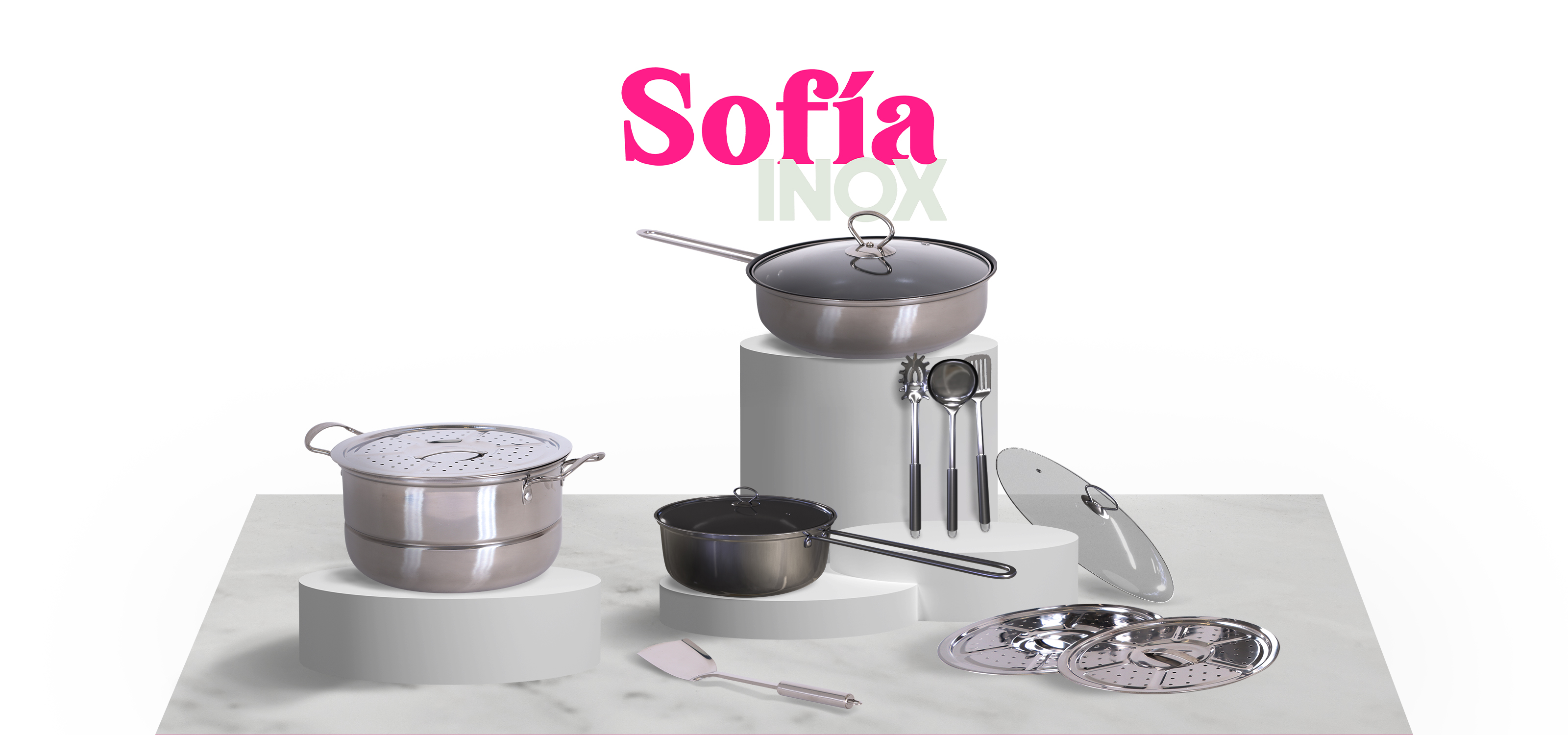 Foto 4 pulgar | Batería De Cocina Sofia Inox Acero Inoxidable 18 Piezas