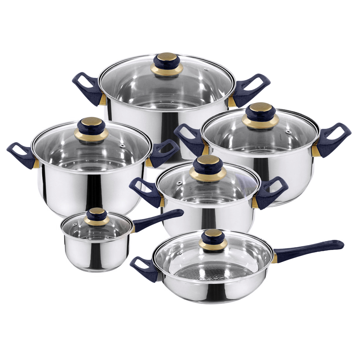 Batería De Cocina Chapala 12 Piezas Acero Inoxidable – Azul