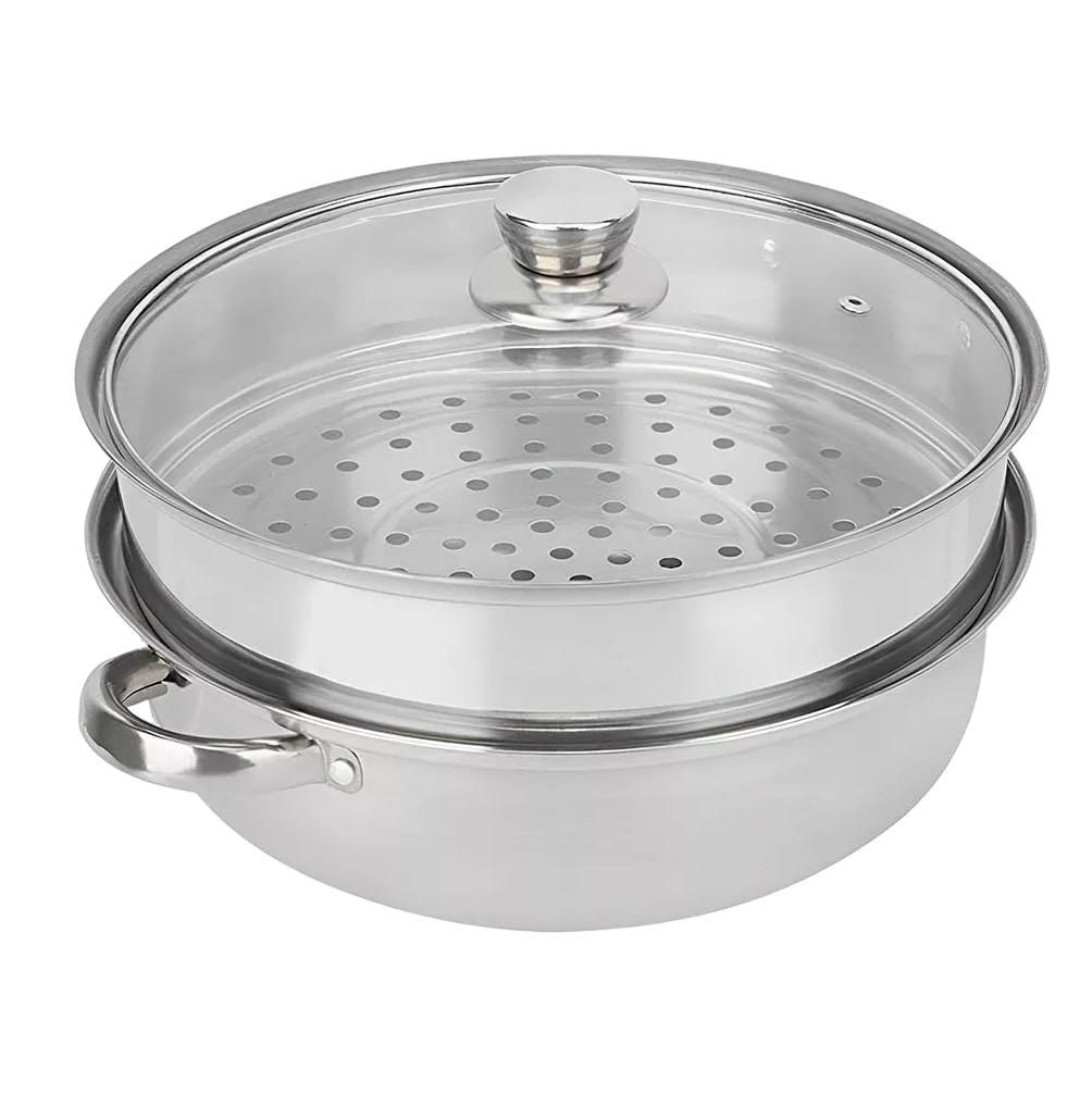 Olla De Acero Inoxidable, Vaporera De Cocina 2 Capas, Plata