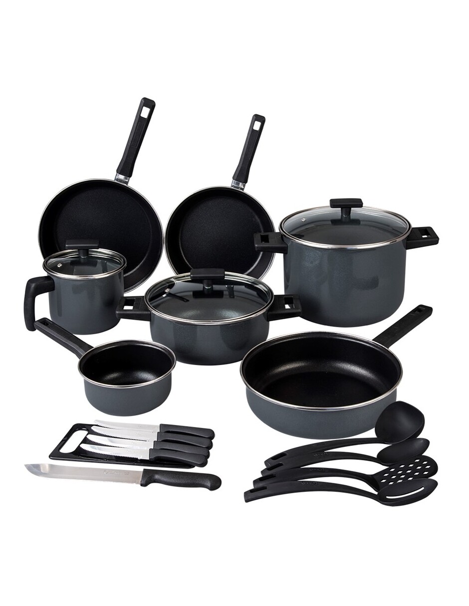 Batería de Cocina Cinsa Duramax de 20 Piezas color Negro